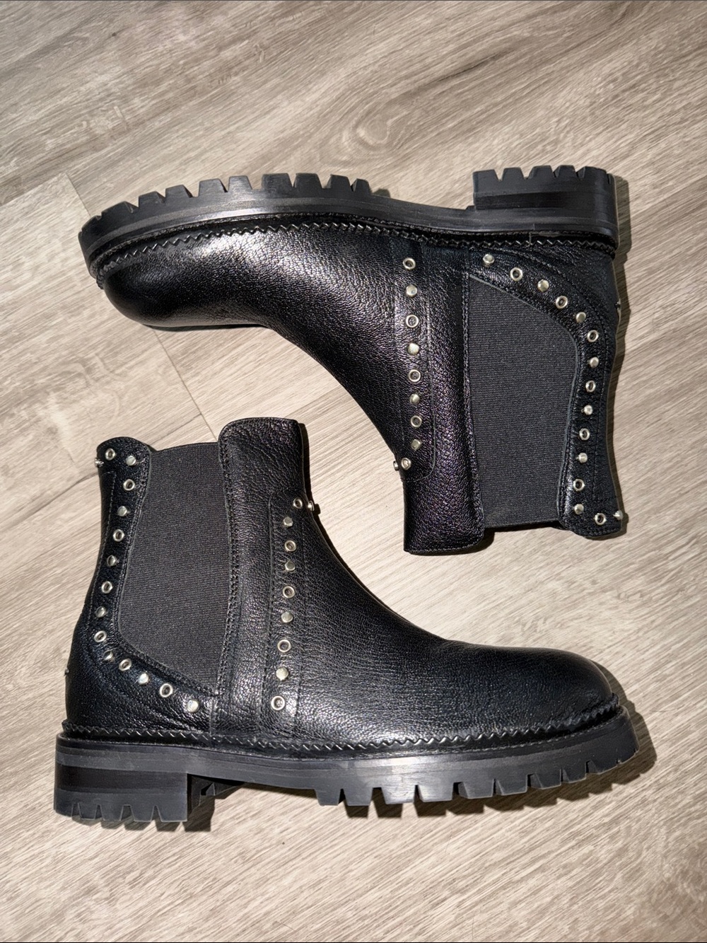 Authentic Jimmy Choo Burrow Studded Texturedleather Chelsea Boots